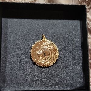 Majestic Gold Lion Medallion Charm
